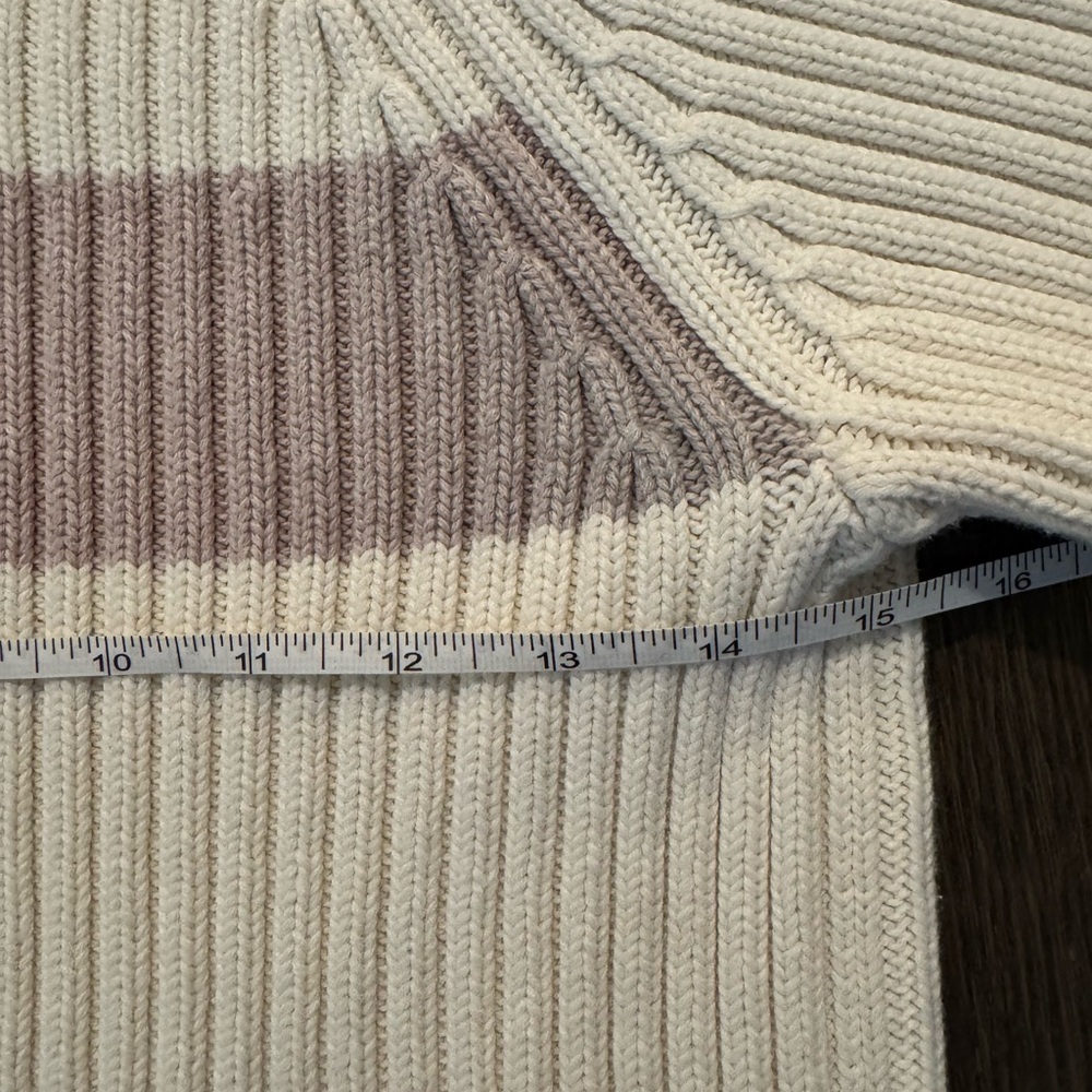 Women's Vintage Polo Jeans Co Cream Stripe Turtleneck Sweater - Picture 9 of 9